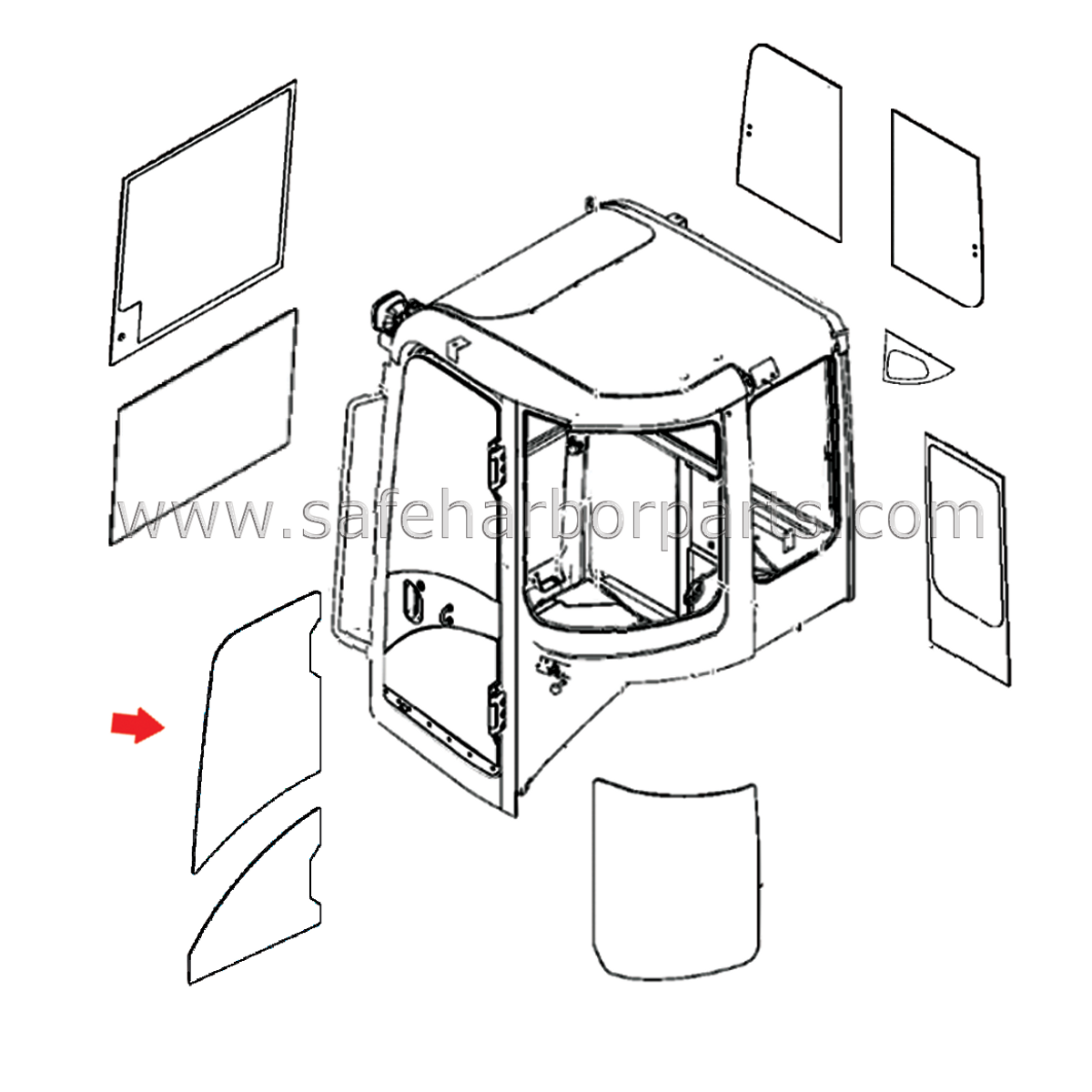 4678934 Mini Excavator Upper Door Glass