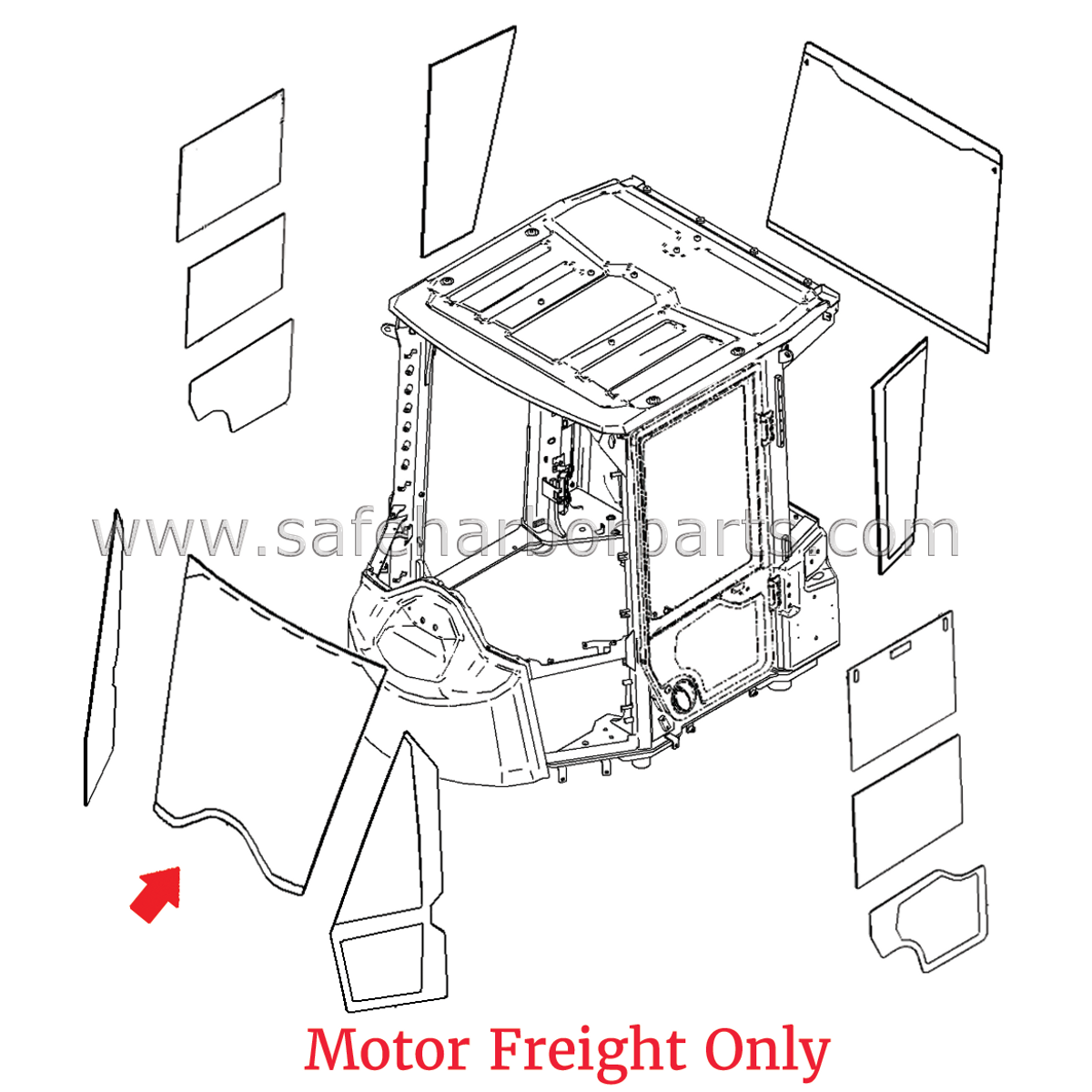 421-926-7711 Wheel Loader Front Center Glass