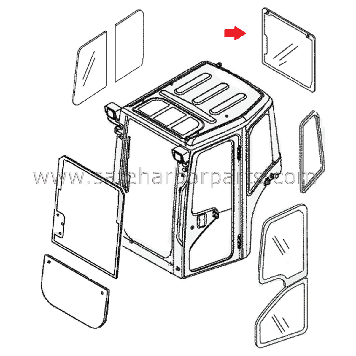 RD158-46450 Mini Excavator Rear Glass