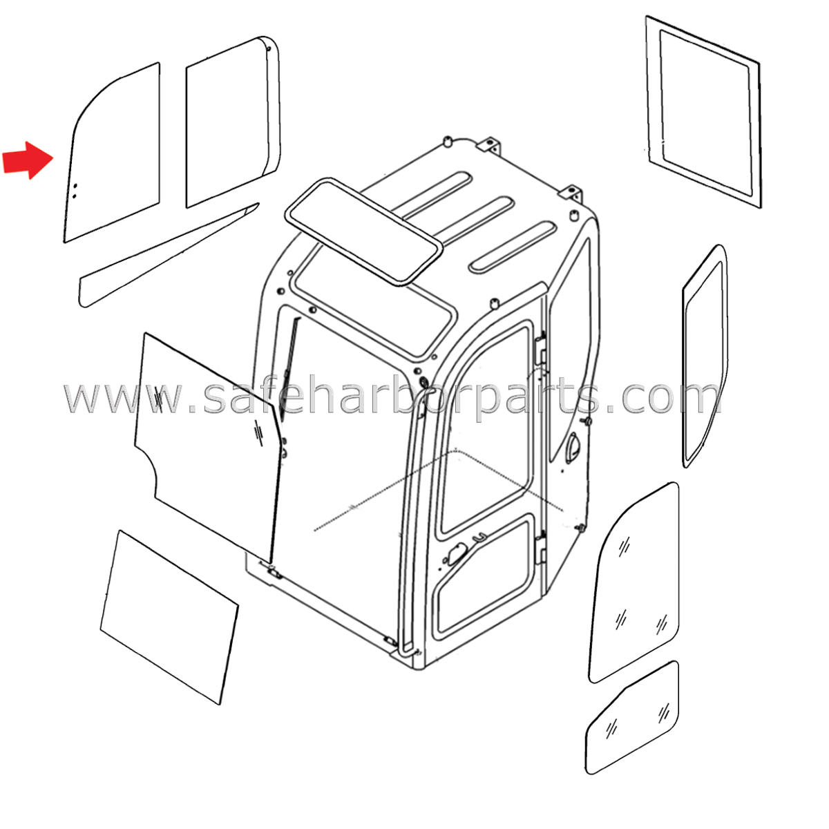 14519880 Compact Excavator RH Front Slider Glass