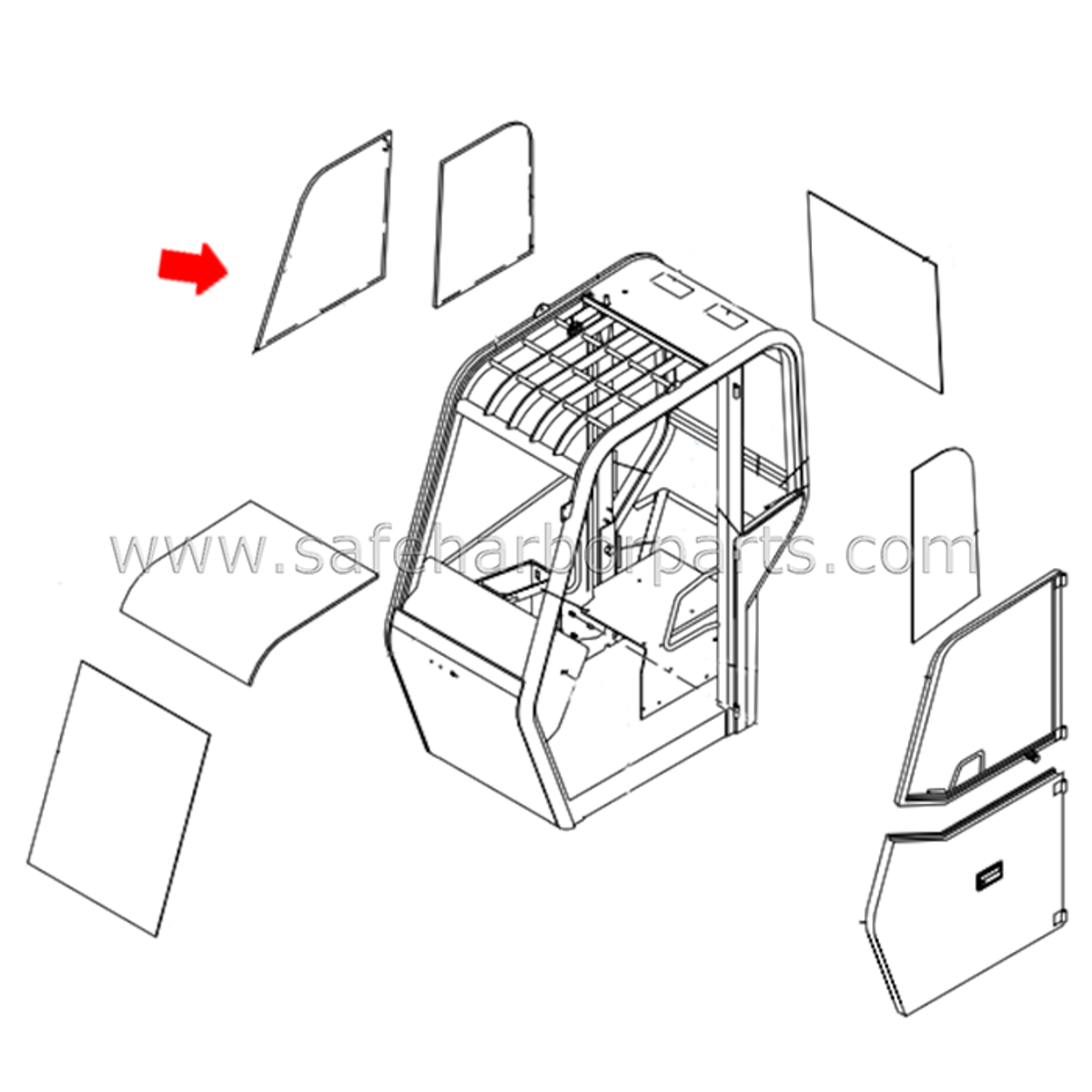 8036196 Telehandler RH Side Front Slider Glass