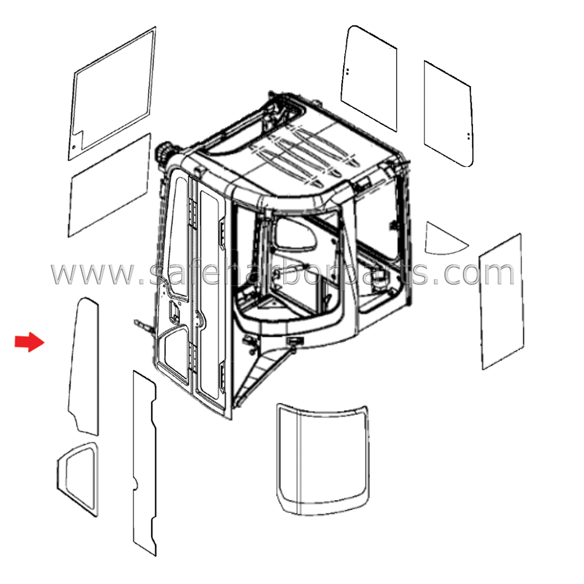 YD00000185 Mini Excavator Door Upper Windowpane