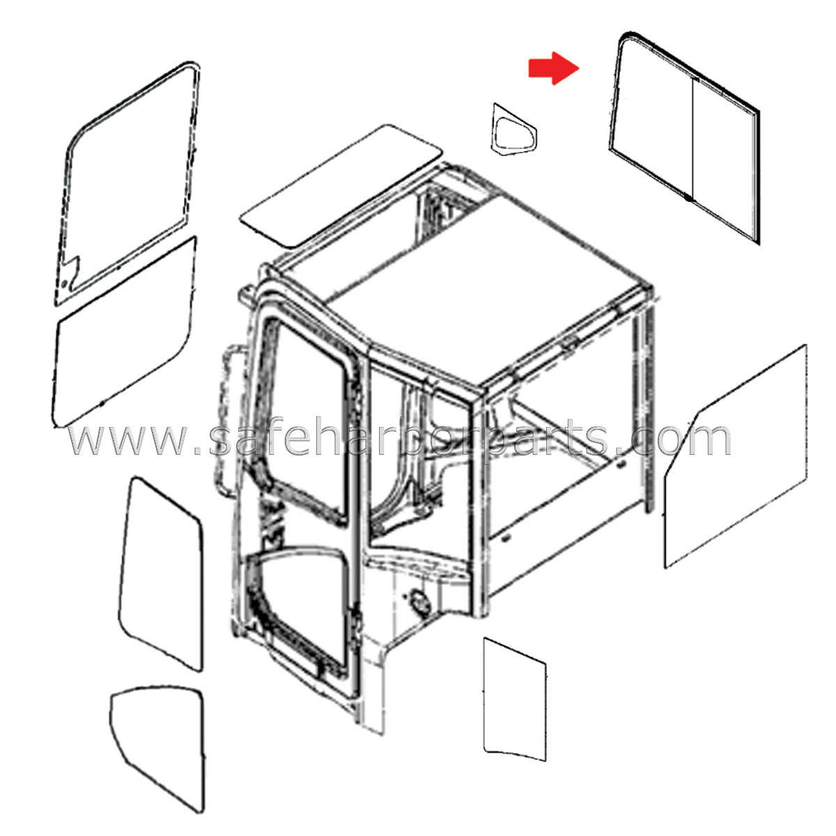 YD00004972 Mini Excavator Righthand Front Slider Window