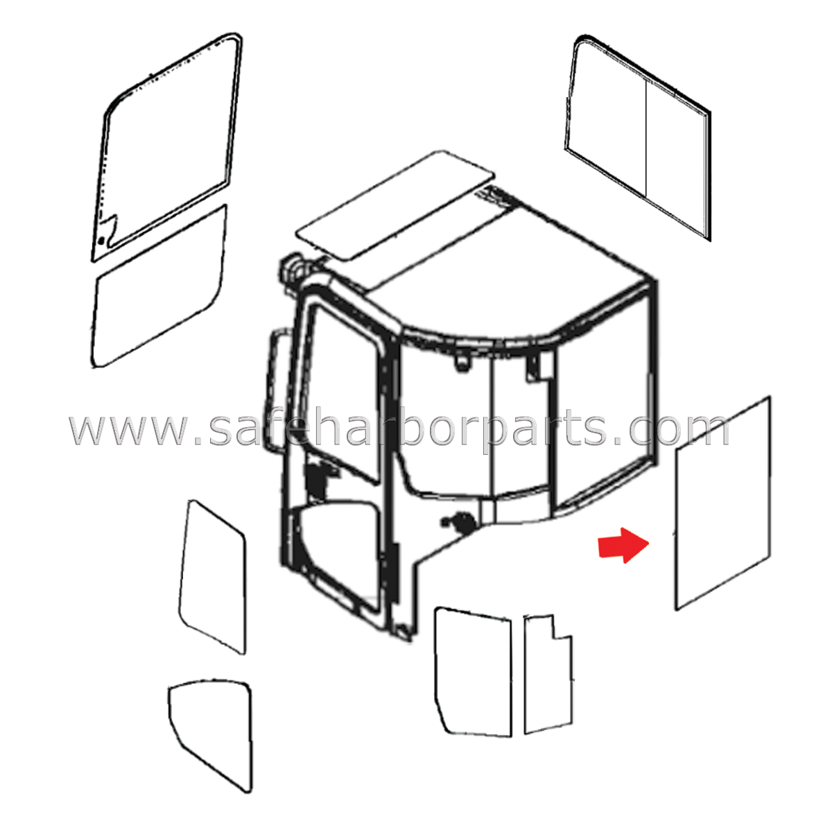 YD00006282 Mini Excavator Rear Glass