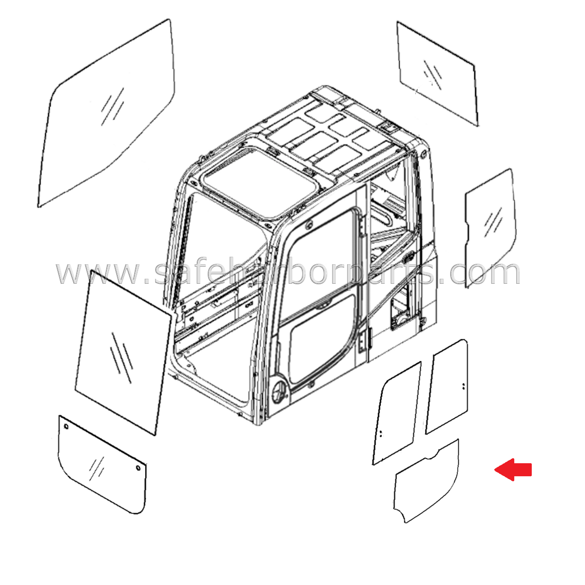 20Y-53-11451 Excavator Door Lower Window