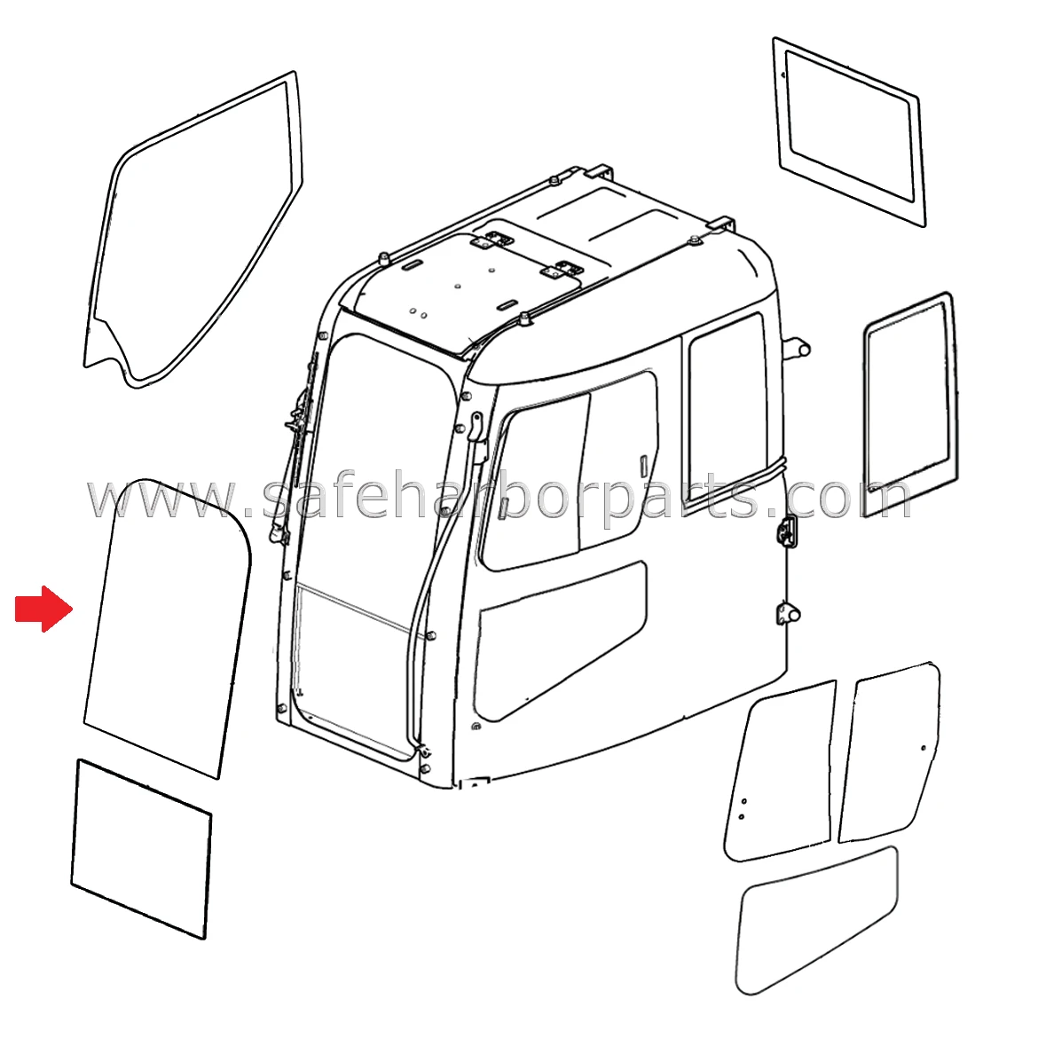 Volvo - Cab Glass - Excavators - Full Size Excavators - Safe Harbor Parts