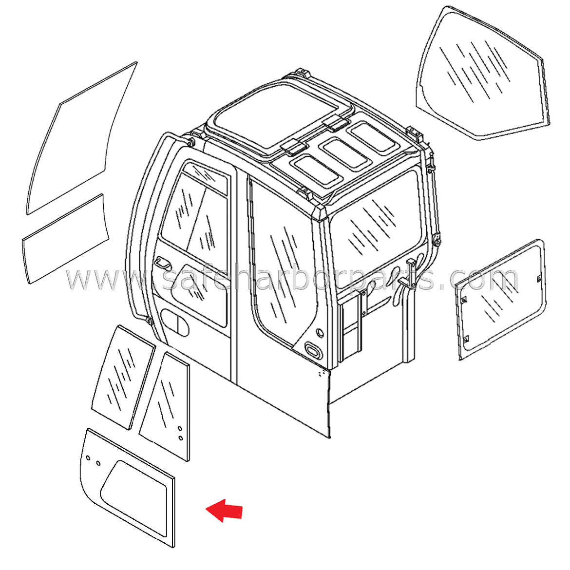 4457176 John Deere Compact Excavator Lower Door Window