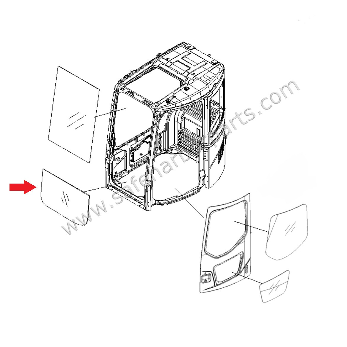 22B-54-15811 Komatsu Excavator Front Lower Glass