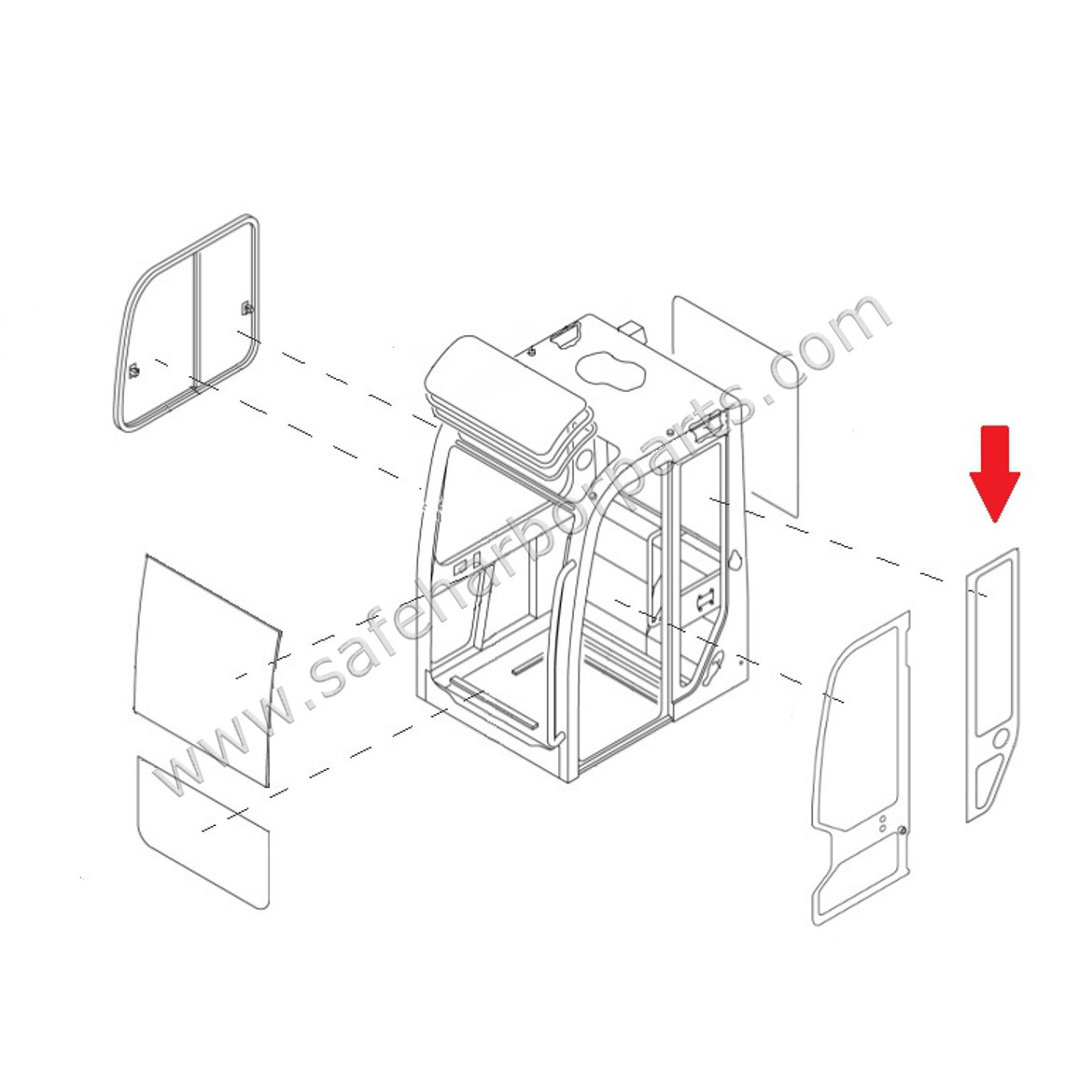 窓 0568652306 Takeuchi Excavator Side Behind Door Glass