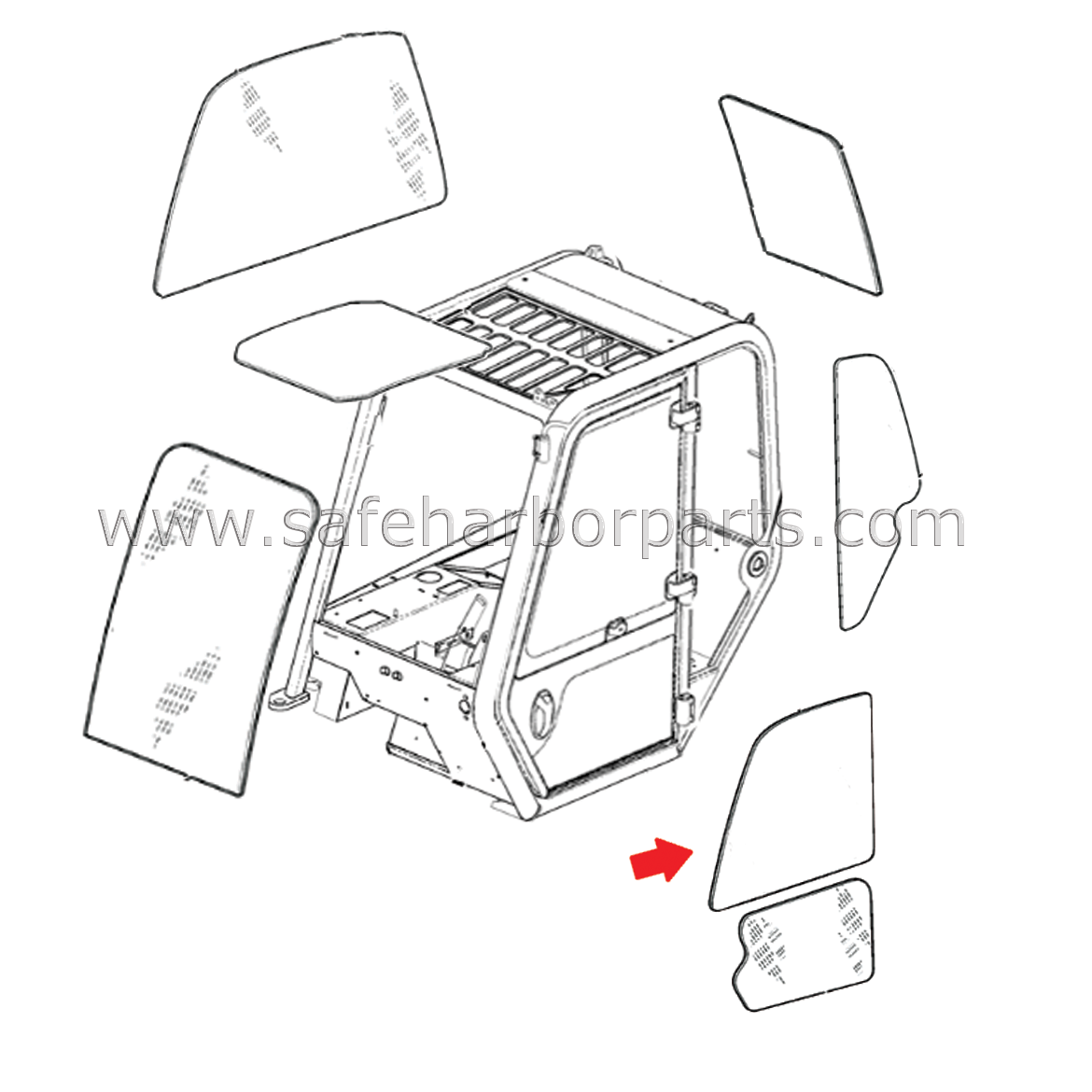 827/80201 JCB Telehandler Upper Door Glass