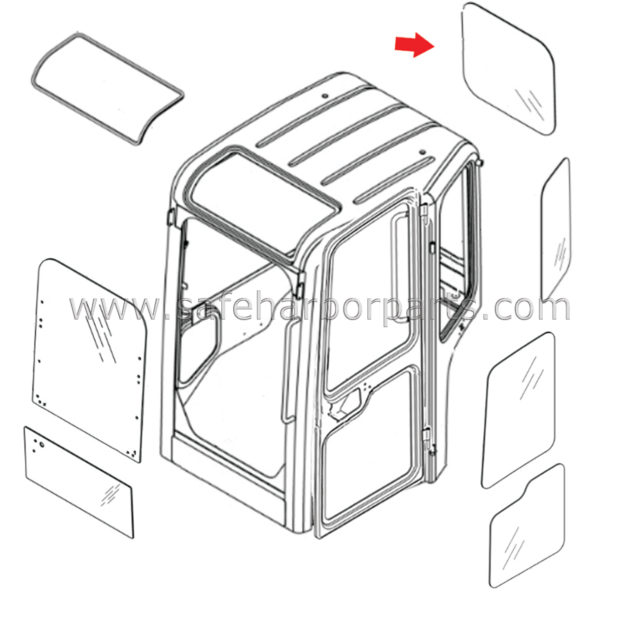 7170288 Excavator Back Windowpane