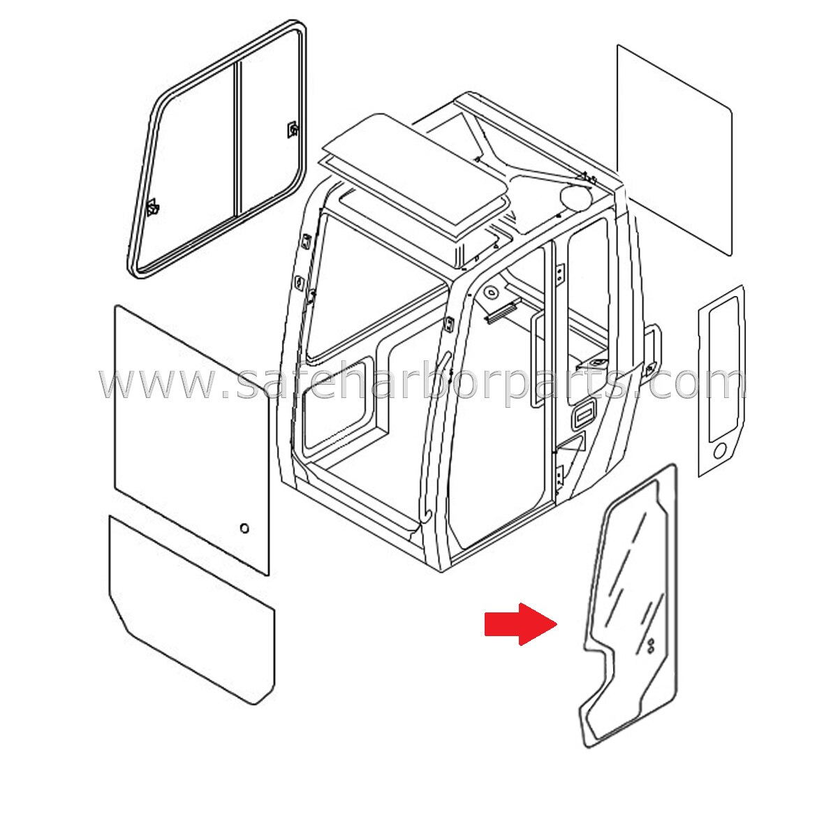 Takeuchi Door Glass | Broken Tractor | 358600096