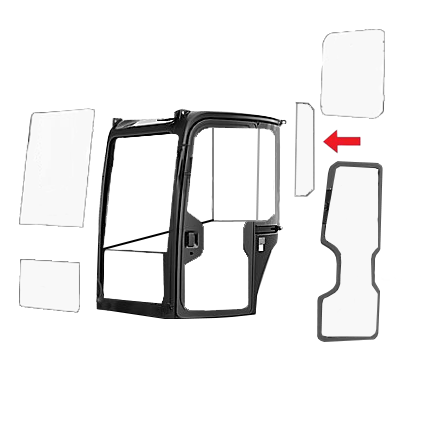 2811155 Caterpillar Mini Excavator Side Behind Door Glass