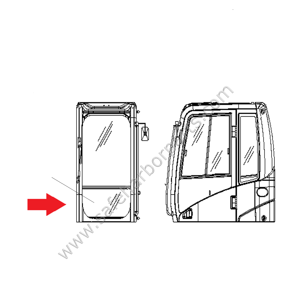 196-1466 Caterpillar Excavator Front Lower Glass