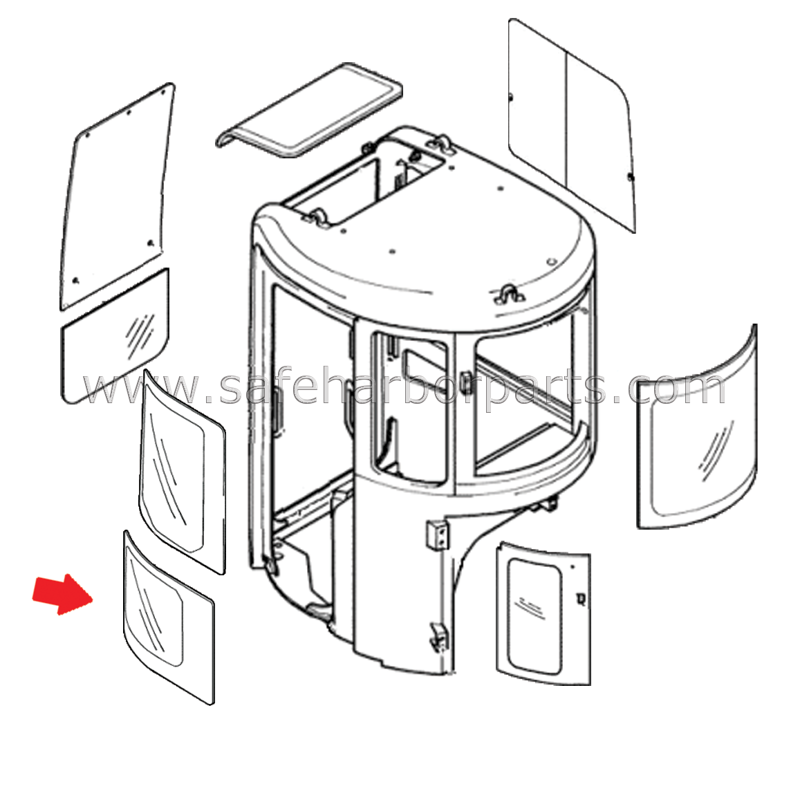 PM02C01075P1 Kobelco Mini Excavator Door Lower Glass