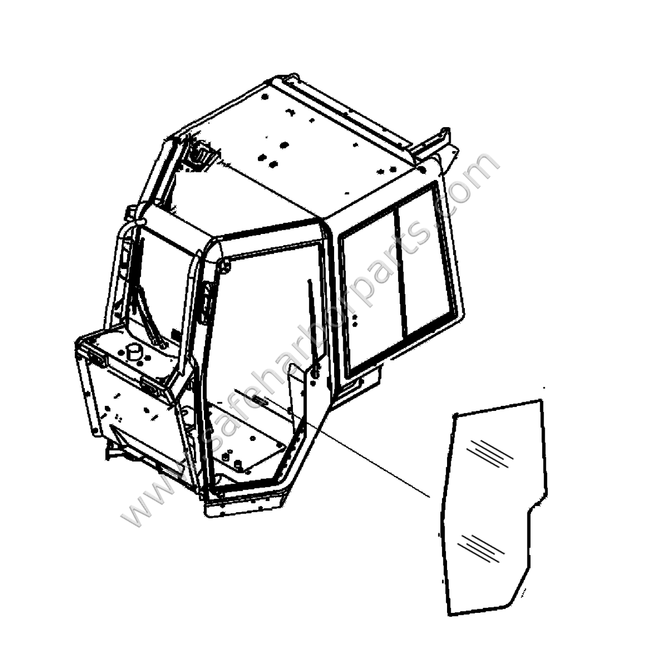 343 3556 Bulldozer Left Hand Door Glass