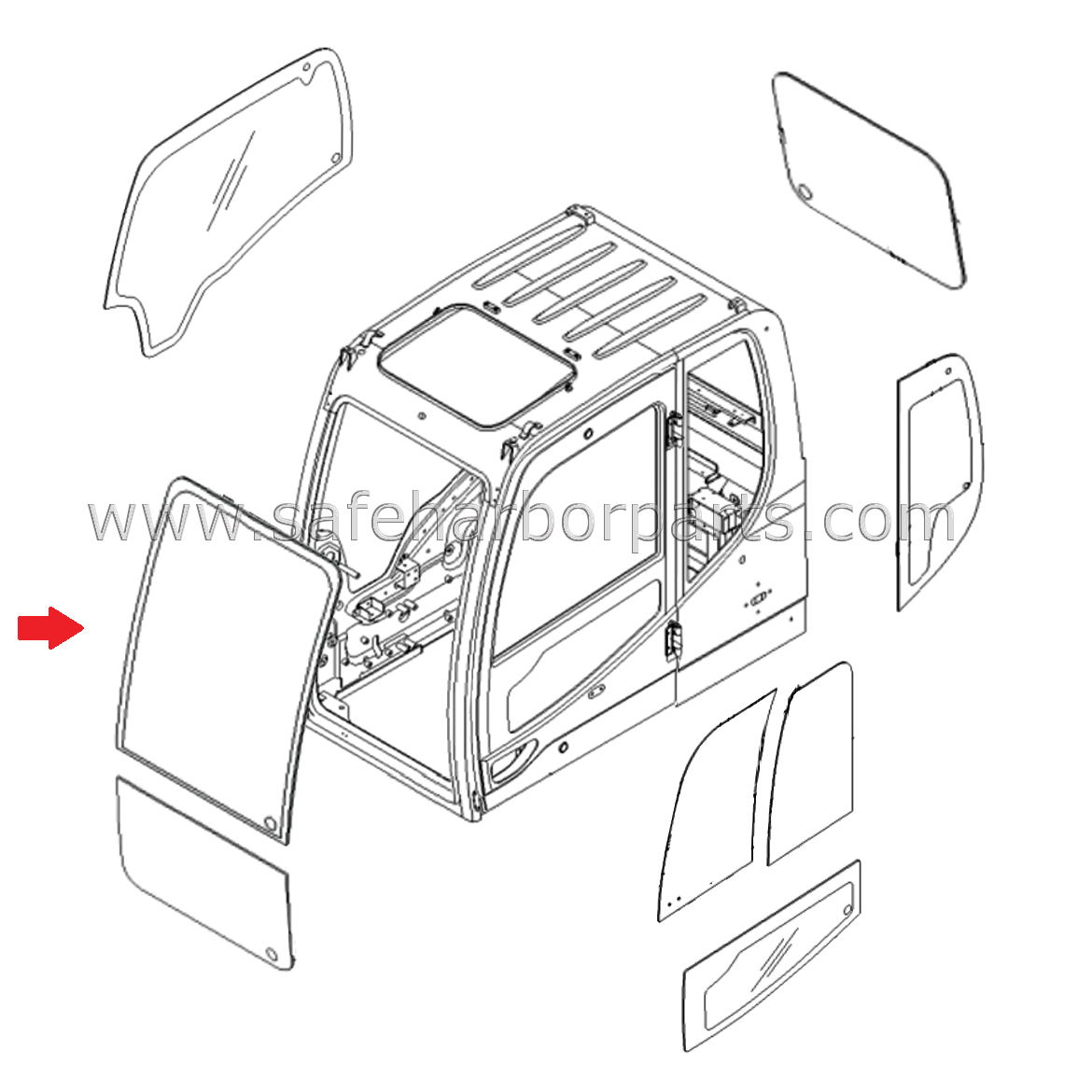 71Q4-02441 Aftermarket Hyundai Excavator Front Upper Glass