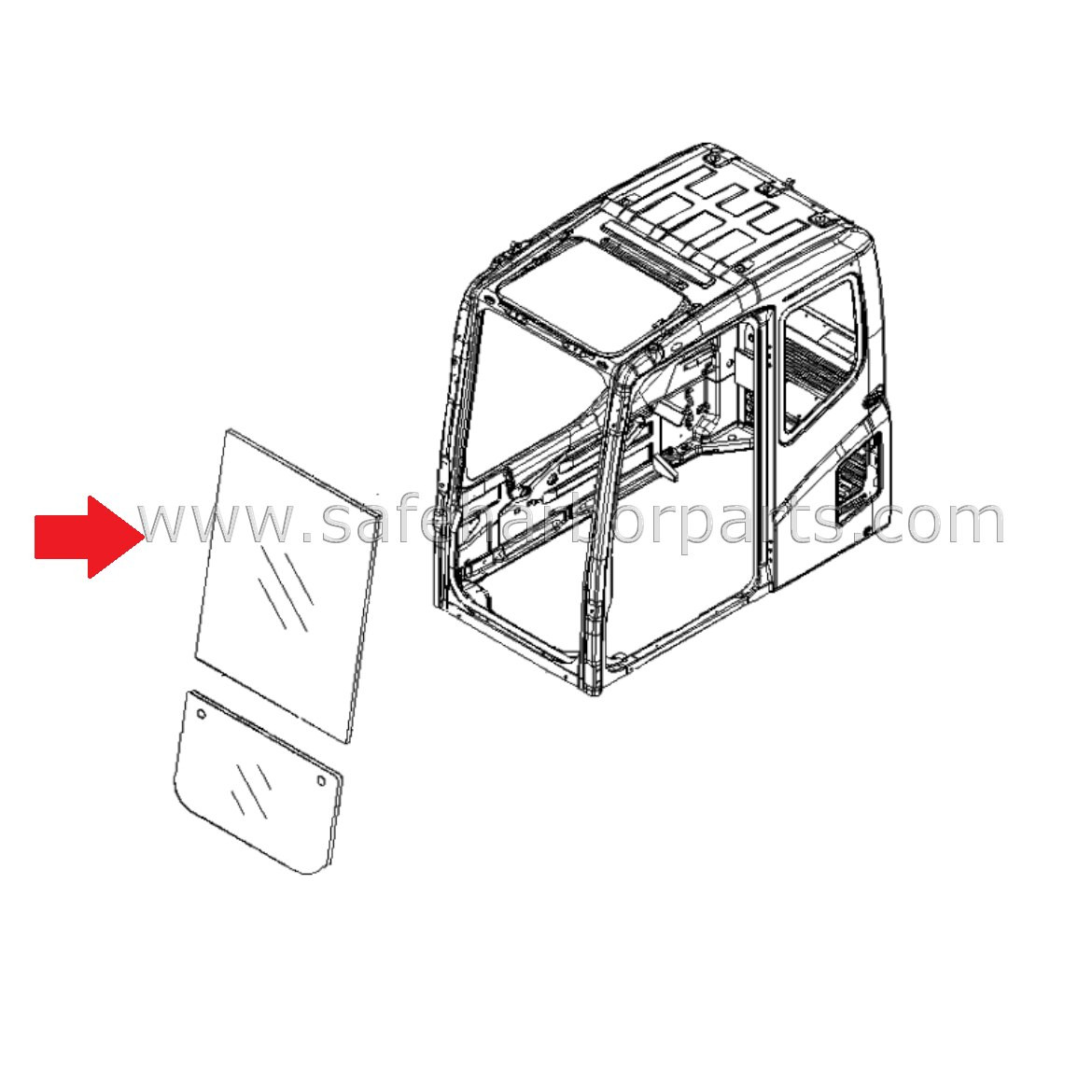 22P-53-18320 Komatsu Mini Excavator Front Upper Glass