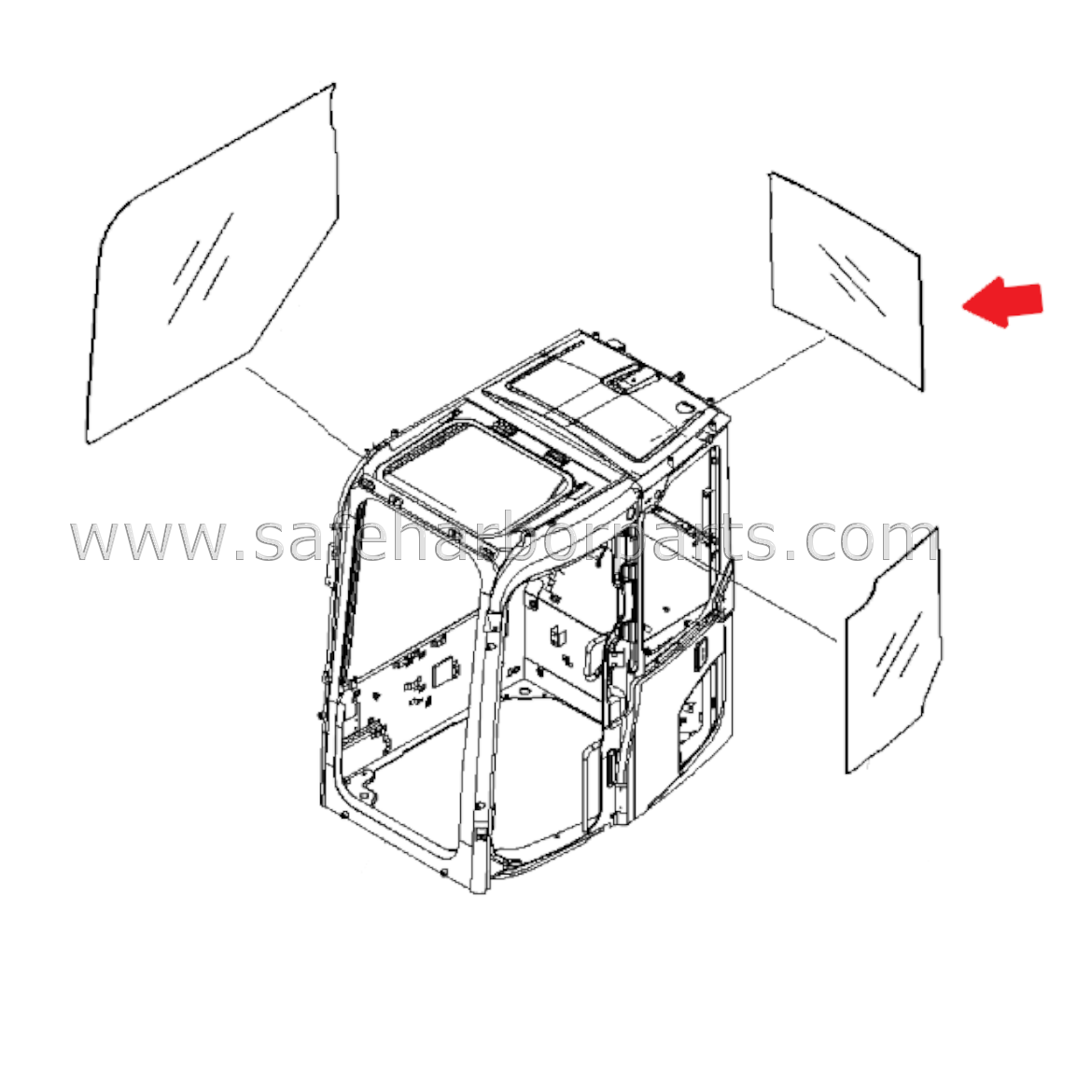 22P-53-18270 Komatsu Mini Excavator Rear Glass