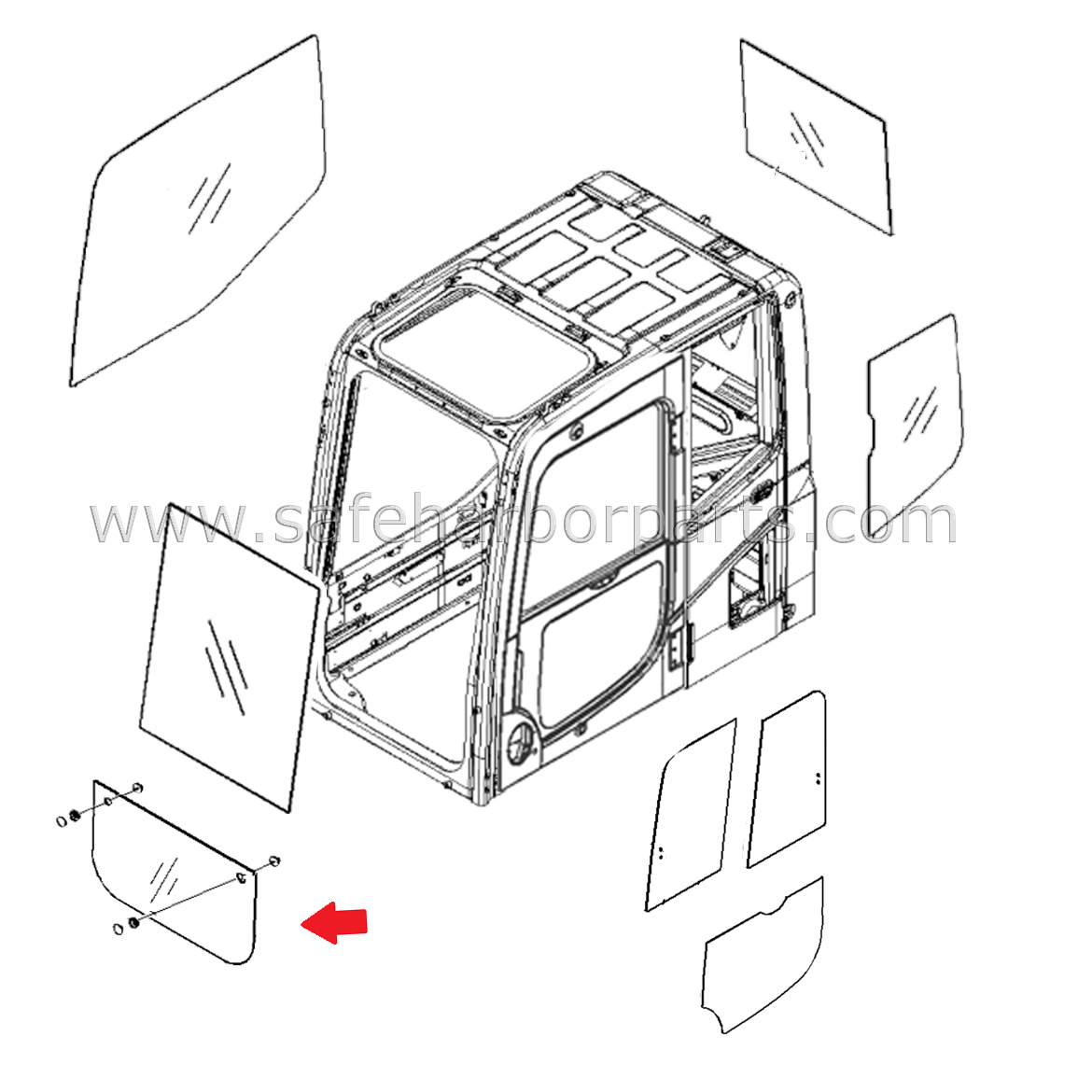 20Y-53-11601 Komatsu Excavator Front Lower Windshield Glass