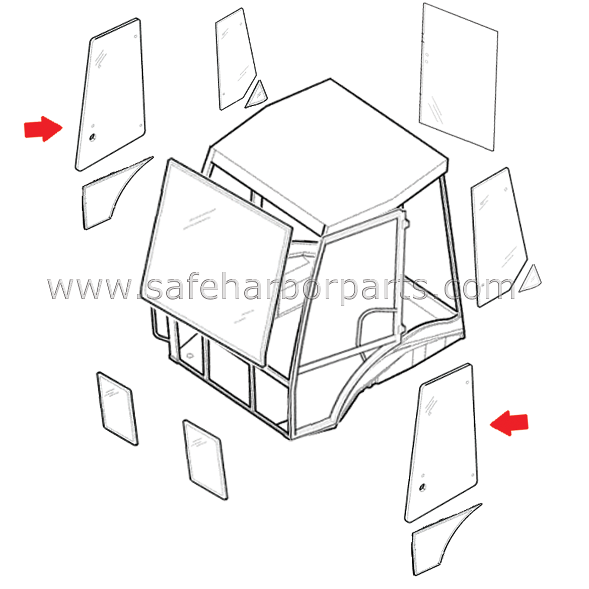 85801626 New Holland Backhoe Door Upper Glass