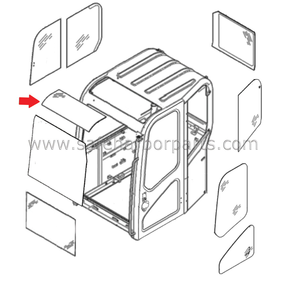 7006173 Bobcat Mini Excavator Roof Glass