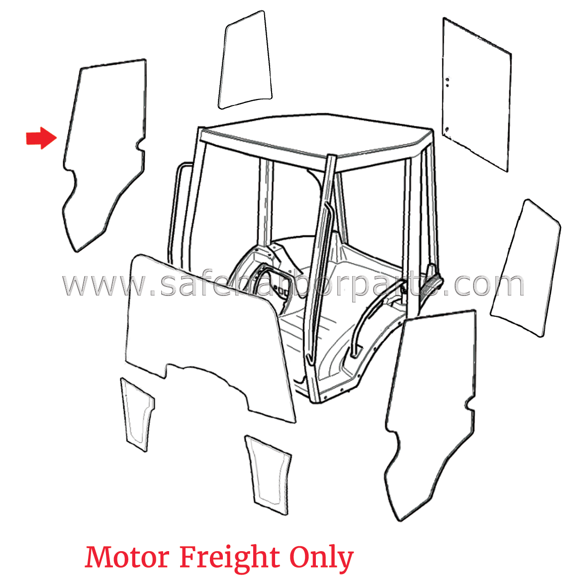 827/80473 Aftermarket JCB Backhoe Right Hand Door Glass