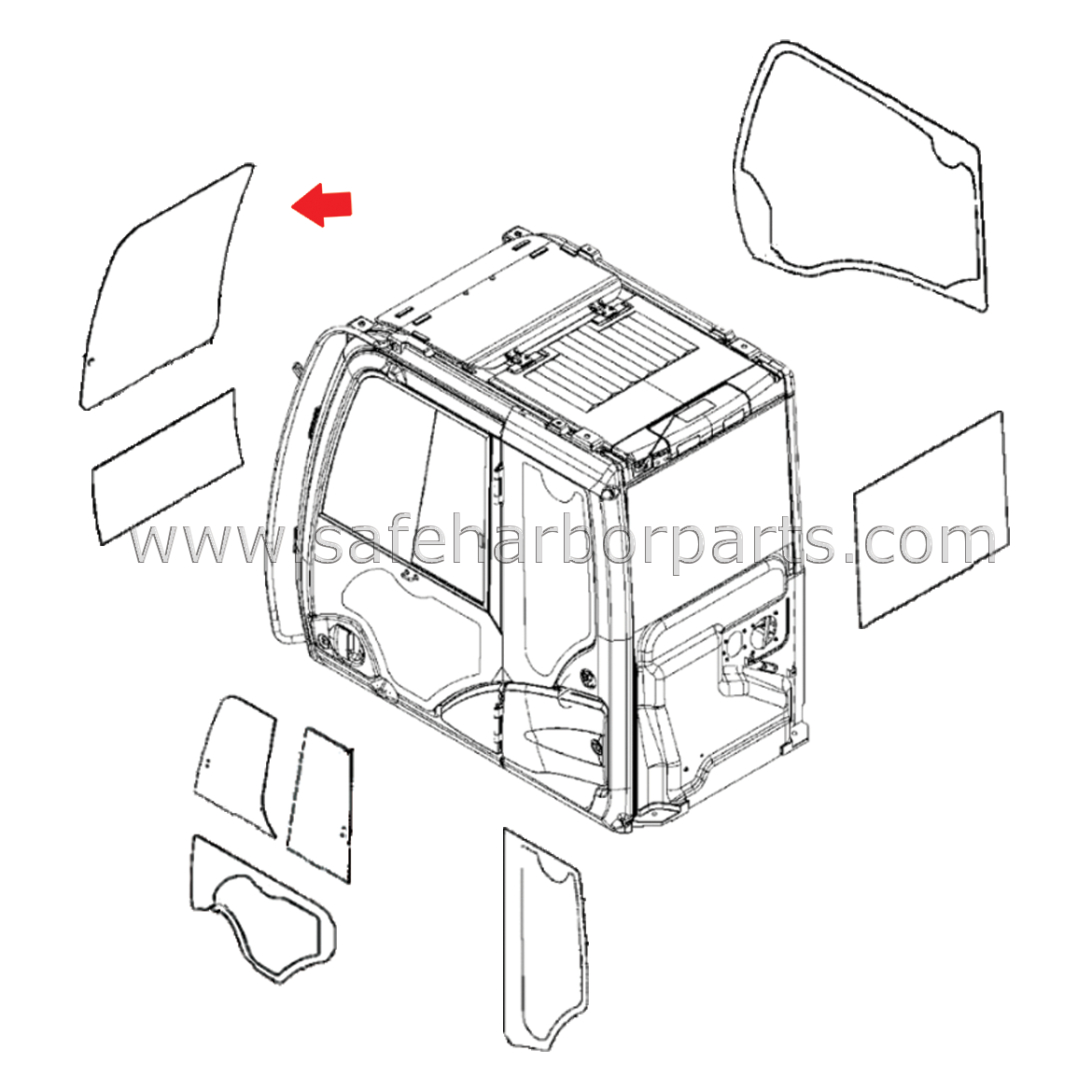 T396393 John Deere Excavator Front Upper Windshield