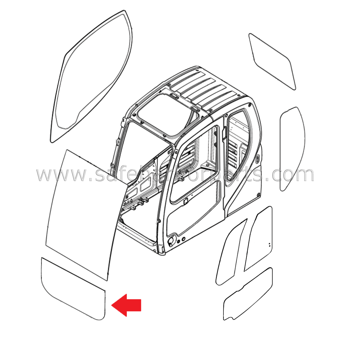 ウィンドウパネル 903-00074A Aftermarket Doosan Excavator Front Lower Laminated Glass