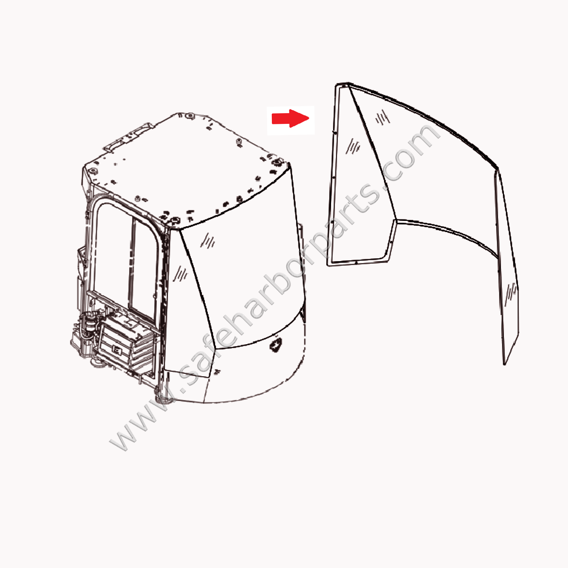 291-4820 Caterpillar Wheel Loader Left Hand Front Qtr.Glass