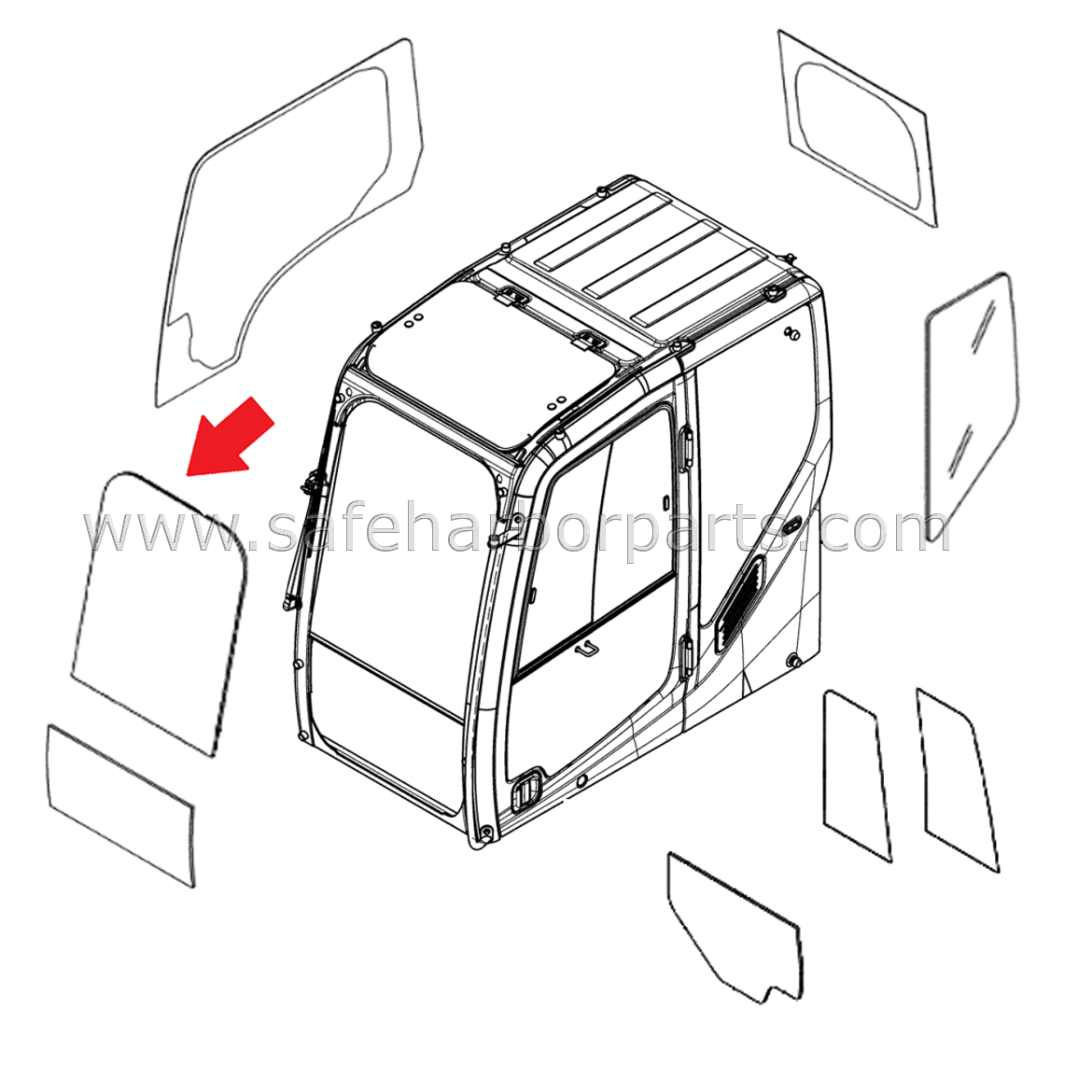 ヘプバーン様 KHN25620 Case Excavator Front Upper Windshield Glass