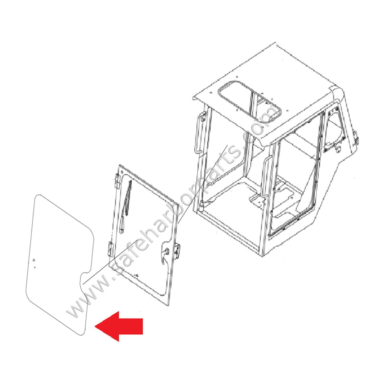 0658600077 Takeuchi Skidsteer Front Door Glass