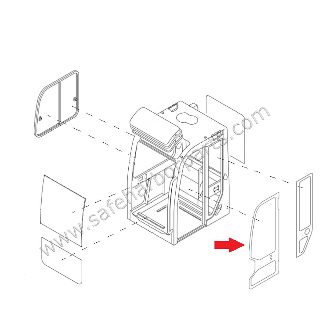 seaglass 新基準パナ24インチ13.2Ah(5点灯）充あり防犯あり 172660-67450 Yanmar Excavator Full Door Glass