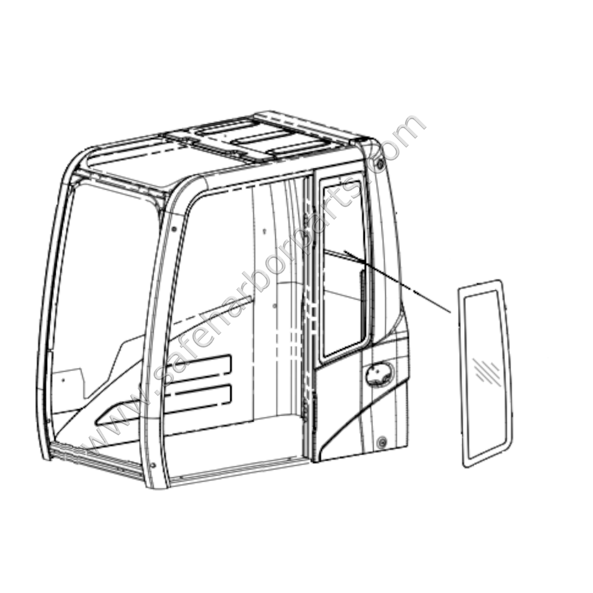 167-7036 Caterpillar Excavator Side Behind Door Glass