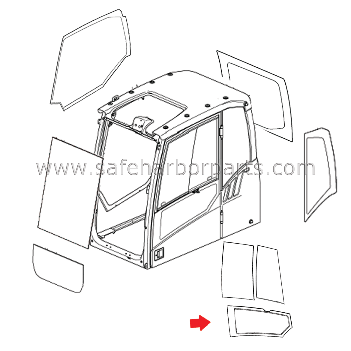 14657625 Volvo Excavator Door Lower Glass
