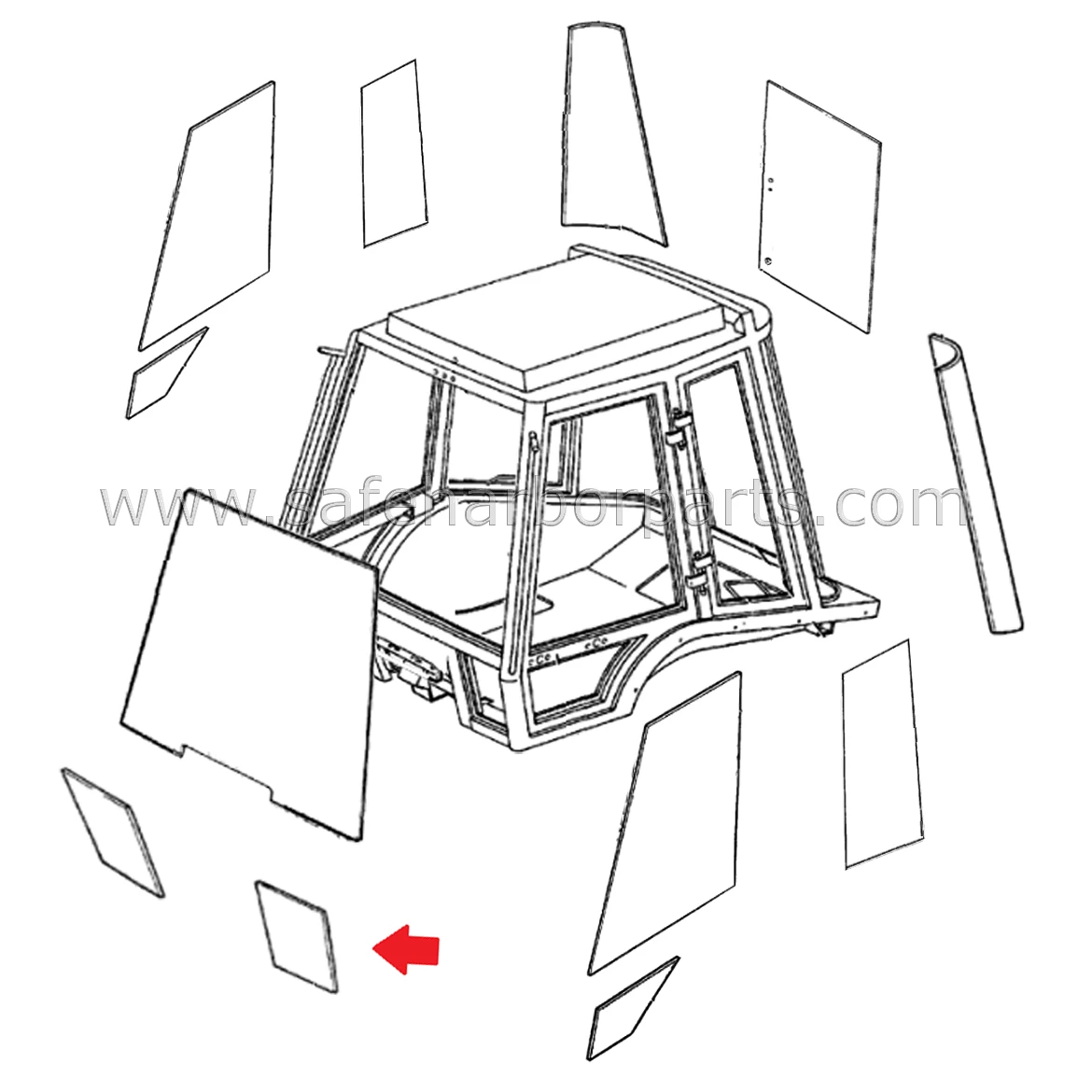 827/30455 JCB Backhoe Left Hand Front Lower Glass