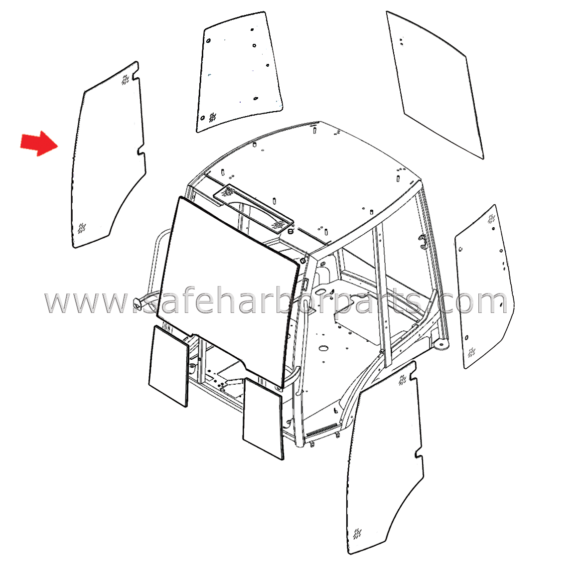 42N-54-13630 Komatsu Backhoe Right Hand Door Glass