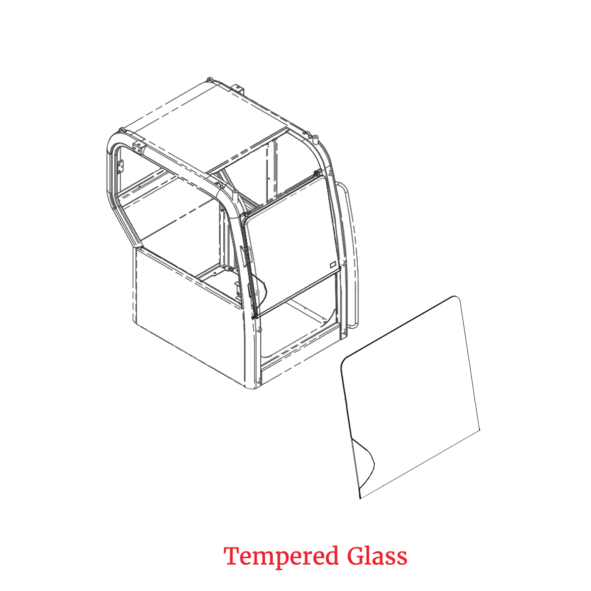 419-1289 Caterpillar Mini Excavator Front Upper Glass - TEMPERED