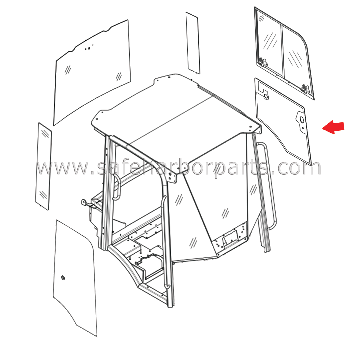 273-6170 Wheel Loader Left Hand Door Lower Glass