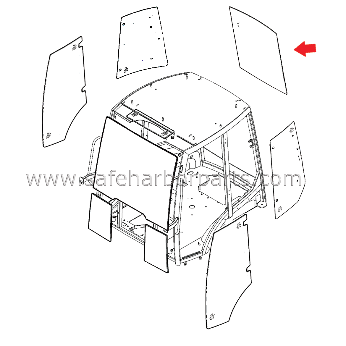 42N-54-15220 Aftermarket Komatsu Backhoe Rear Glass w/ High Impact
