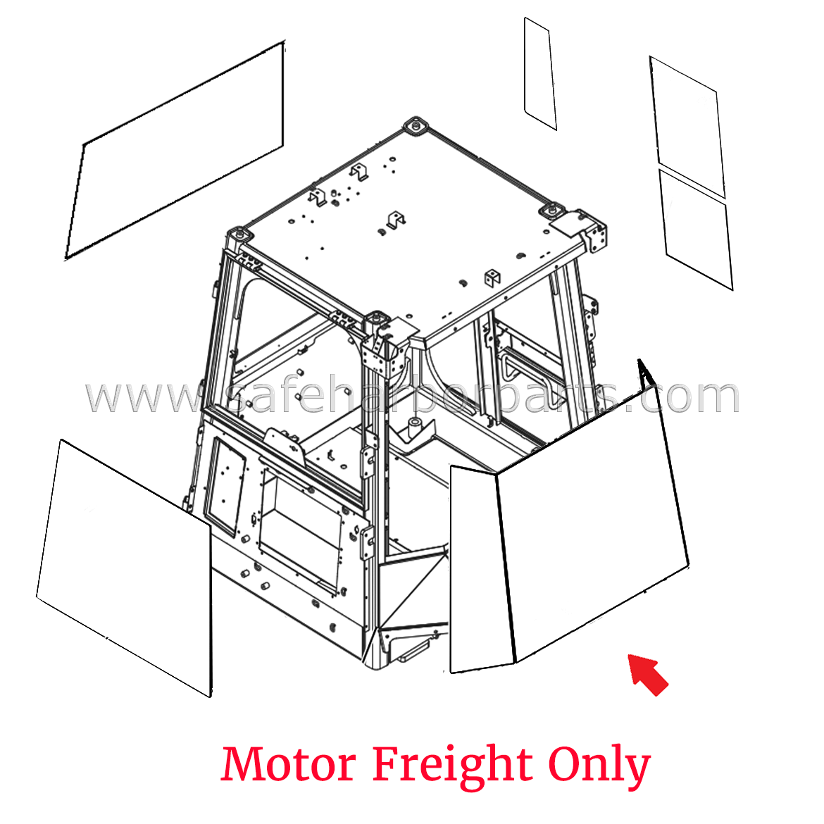 331-1148 Wheel Loader Front Center Windshield Laminated Glass