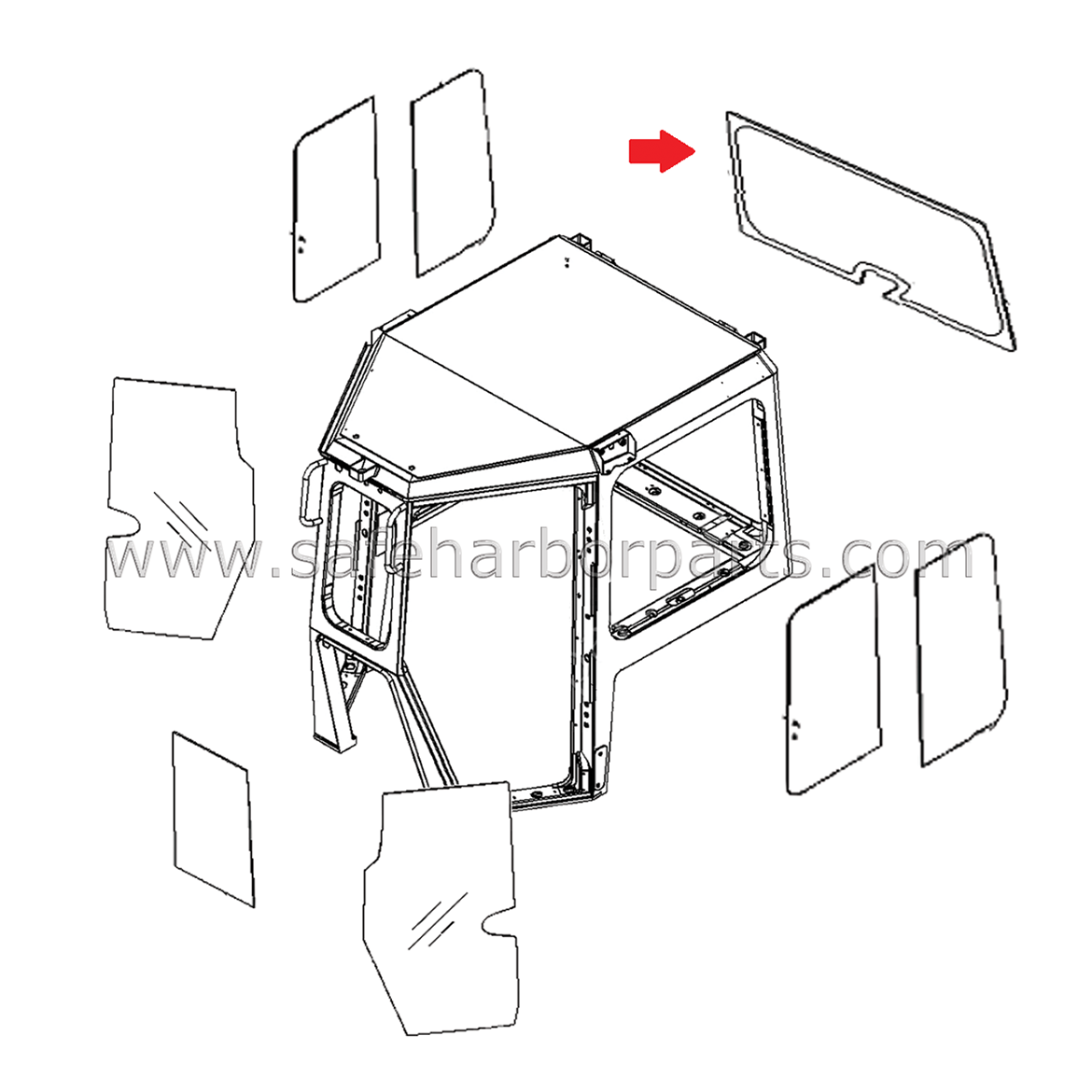 12Y-54-27251 Dozer Rear Window Glass - Safe Harbor Parts