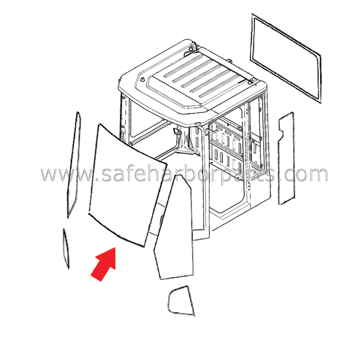 500119-00734B Aftermarket Doosan Wheel Loader Front Center Glass