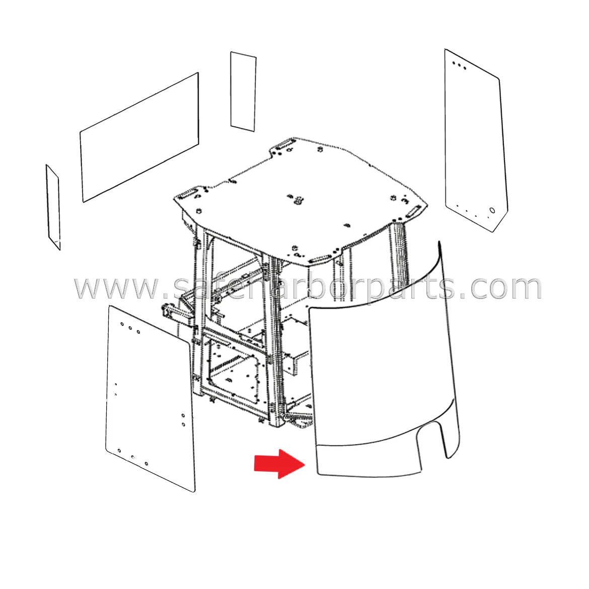 ウィンドゥ型フレーム。 47705227 Aftermarket Case Wheel Loader Windshield Lower Right Hand