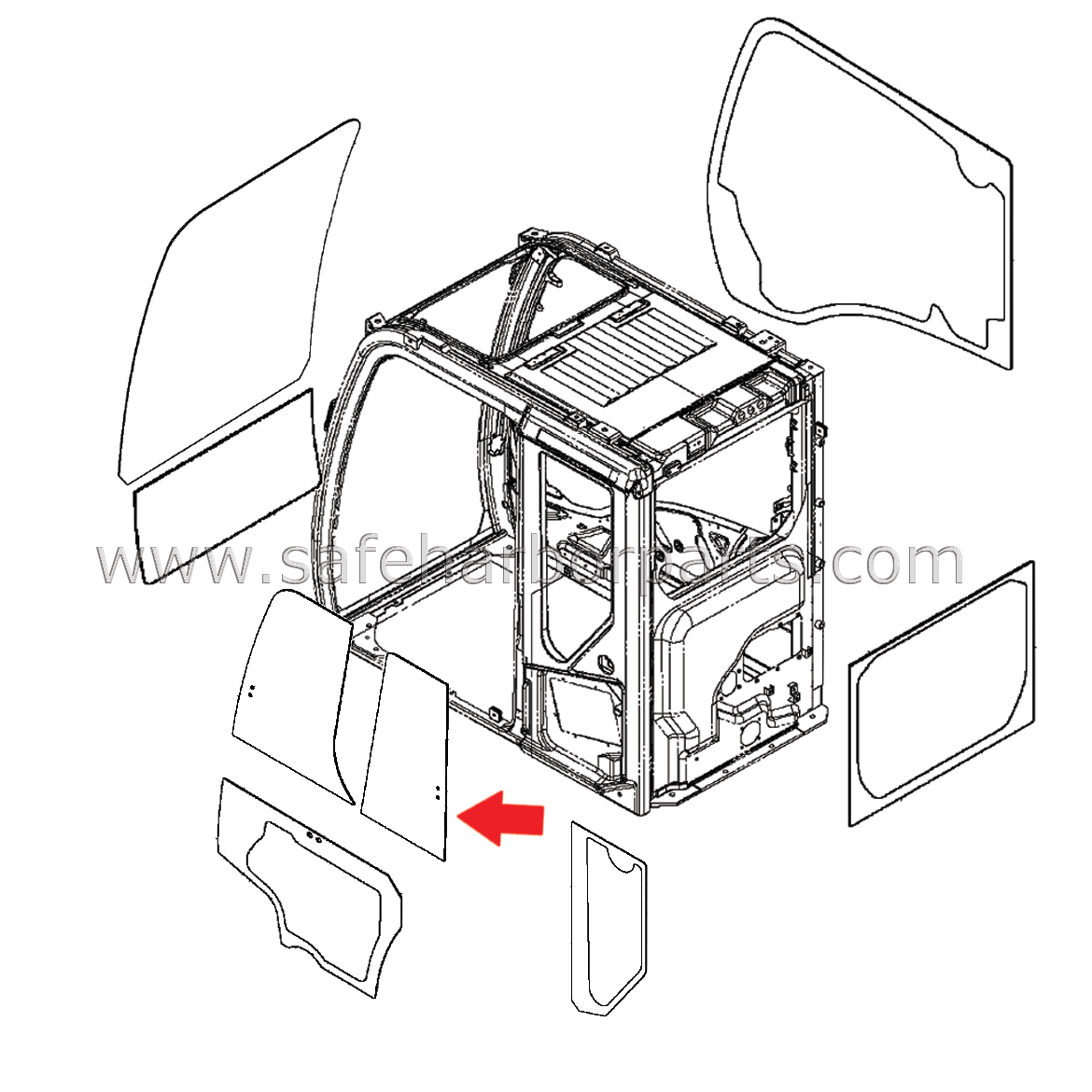 YA00001501 Aftermarket Hitachi Excavator Door Upper Rear Glass