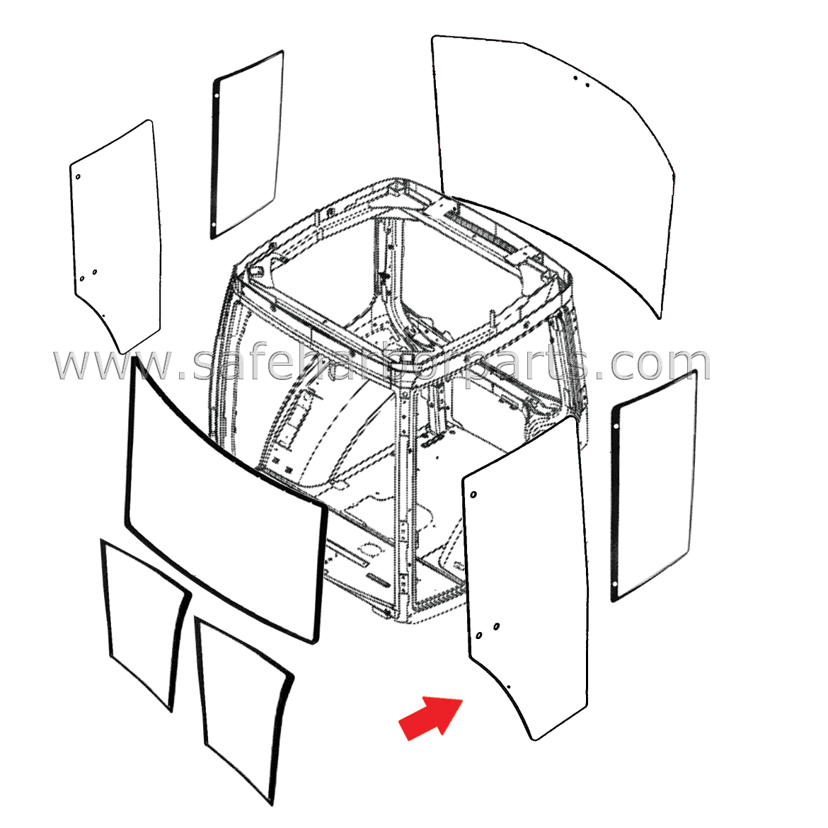 L213354 Tractor Left Hand Door Glass