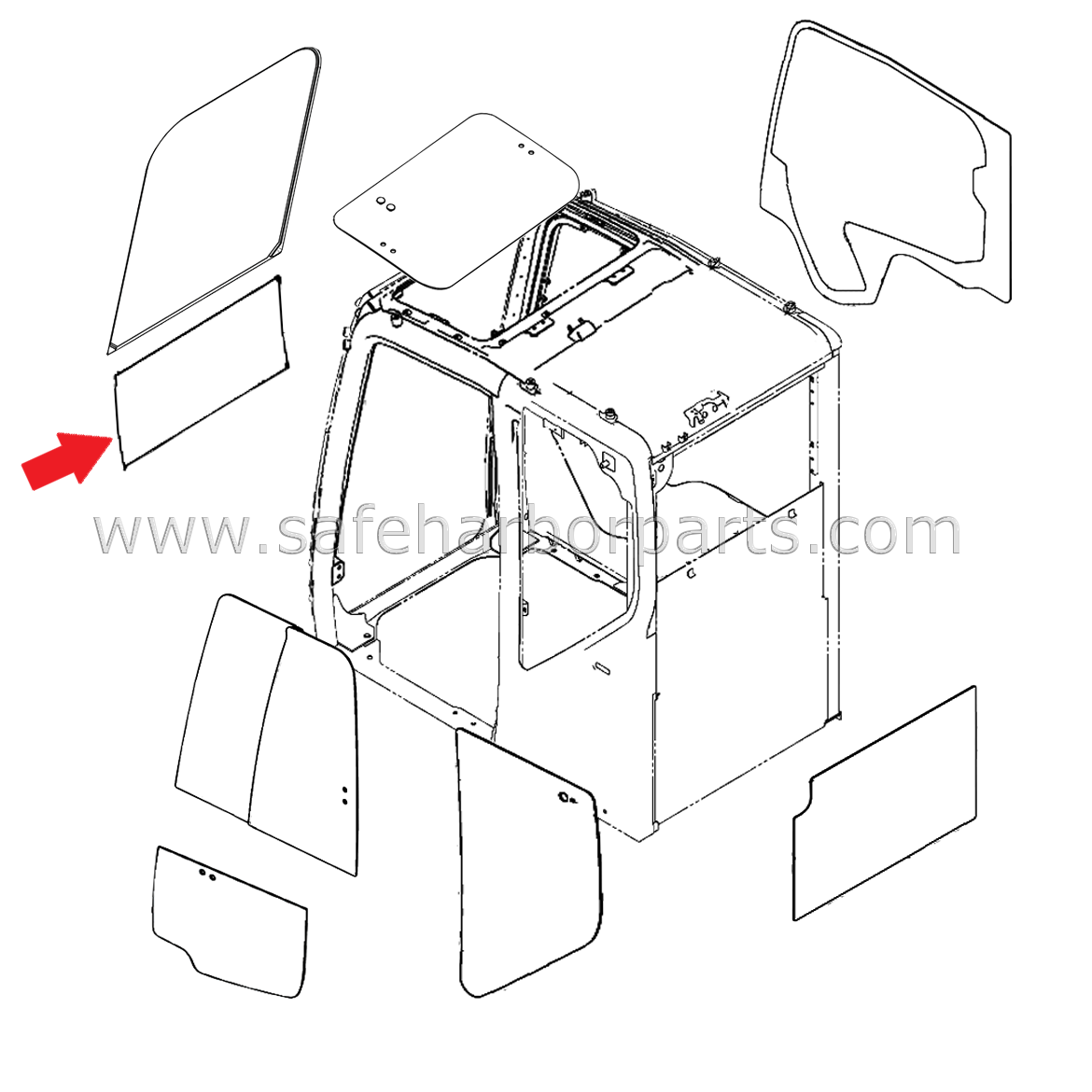 YT02C01864S001 Aftermarket Kobelco Mini Excavator Front Lower Glass