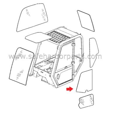 332/F8417 JCB Telehandler Door Upper Glass