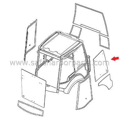 Windo　604590 6099905M1 Aftermarket Terex Backhoe Door Upper Glass