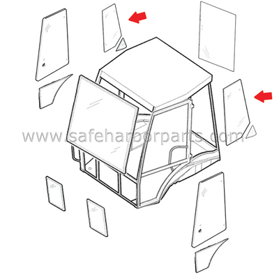 85801628 New Holland Backhoe Side Behind Door Glass